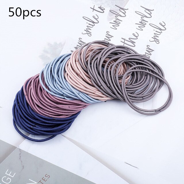 100pcs/bag 4.5cm High Elastic Rubber Bands Basic Hair Bands Scrunchies Hair Ties Gum Women Girls Braided Ponytail Holder Rings: mixed (no bag)