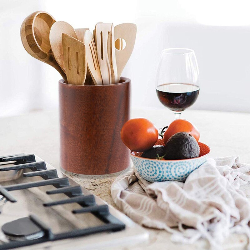 Porte-ustensile cuisine en bois support d'ustensiles de cuisine pour cuillères spatules comptoir Table à manger bureau