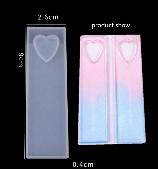 Molde de silicone oco, encantos de coração, resina epóxi, faça você mesmo, ferramenta de artesanato, flor seca, molde de marcador, mini caixa de joias de resina: bookmark