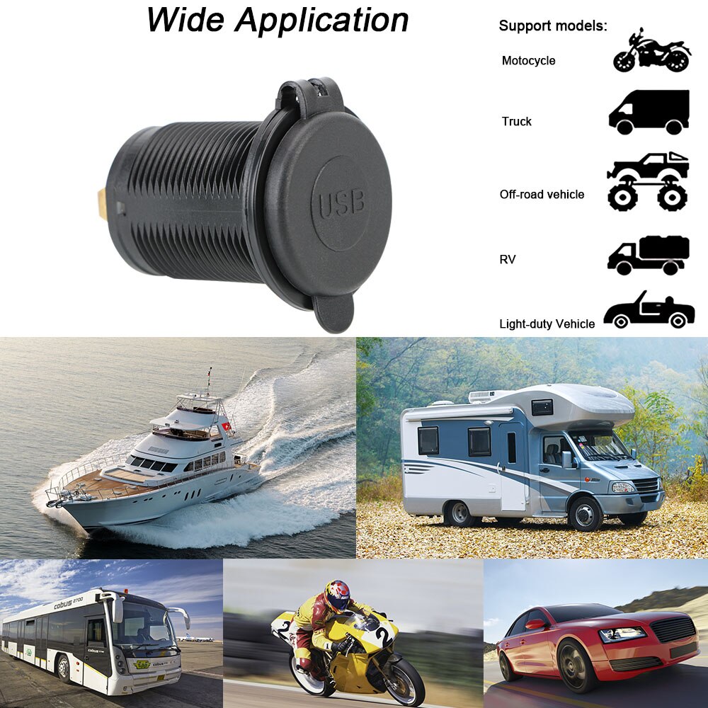 Led Light 12-24V Waterdichte Dual Usb Charger Outlet Adapter Stopcontact 3.1A Voor Auto Marine Motorfiets Truck
