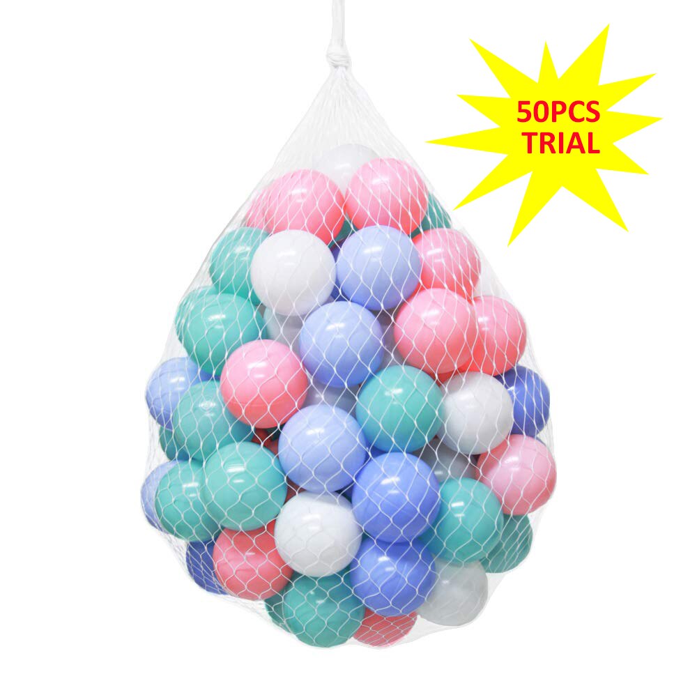 100pcs Formato Del Bambino di Colore Della Miscela di Plastica Pit Palle Safe Kids Pastello Multi Colorato Combinazione Misto Giocare A Palla Pacchetto Piscina morbido Giocattolo Regalo: 50pcs Trial