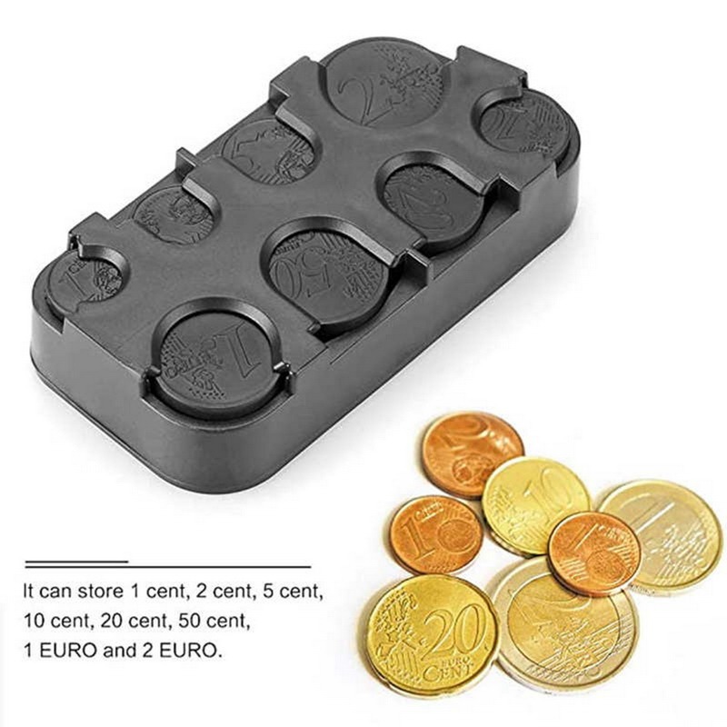 Plastic Mini Euro Coin Dispenser Car Storage Coin Wallet Savings Box for Euro Coin Bank Coin Holder Case Plastic Storage Boxes