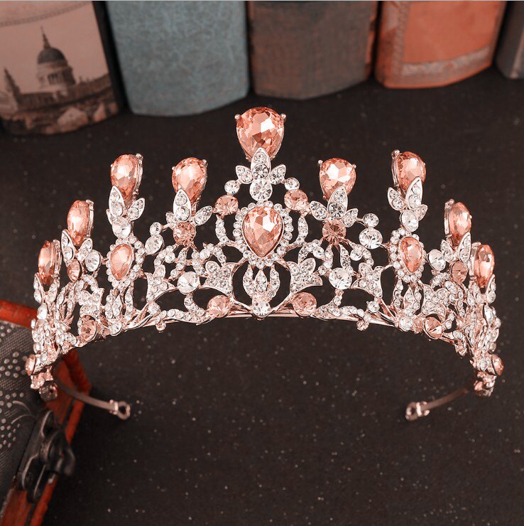 Arancione di Cristallo Da Sposa Strass Oro Corona Sposa Diademi e Corona Copricapo Accessori Per Capelli Per Le Donne Da Sposa Da Sposa