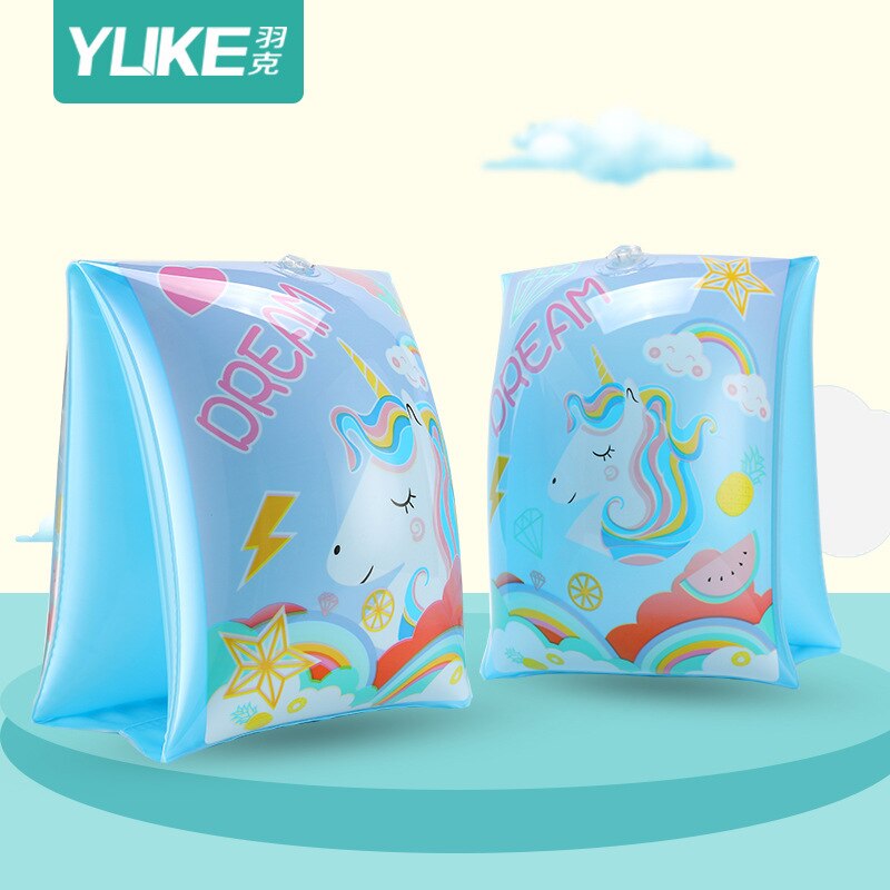 Manguitos para nadar para niños flotadores de brazo flotador de ala de agua mangas largas de seda blanca manga flotante de niños Drift Kids swiming Sle: Blue Unicorn