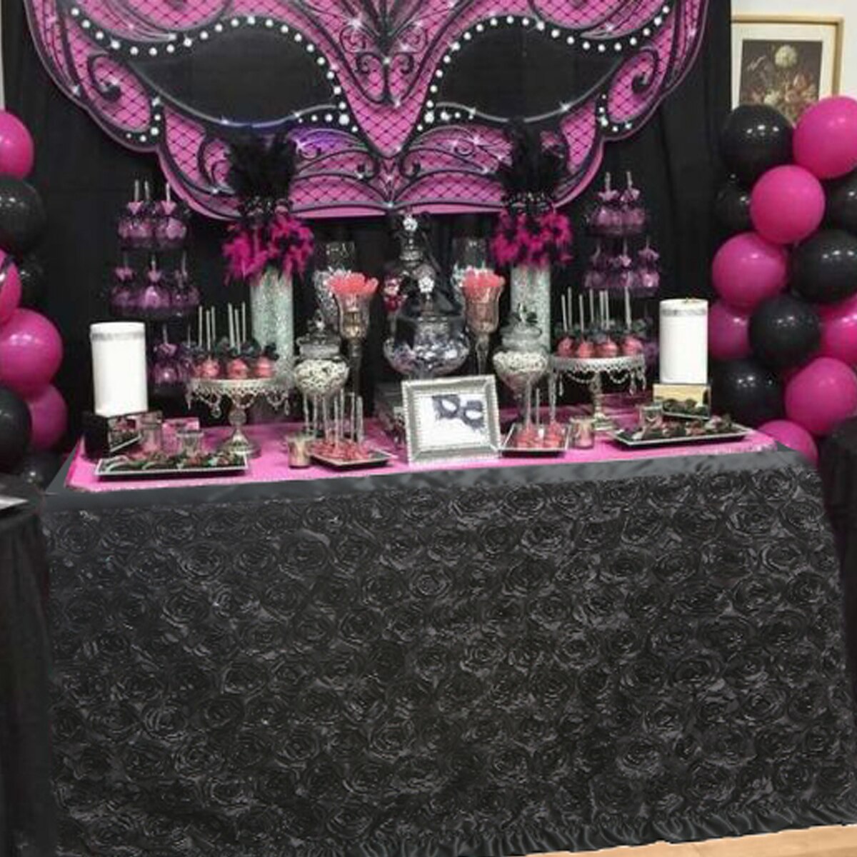 Nyeste bryllup blomster tutu bord nederdel fest fødselsdag festlig baby shower indretning blomst bord nederdel: Sort