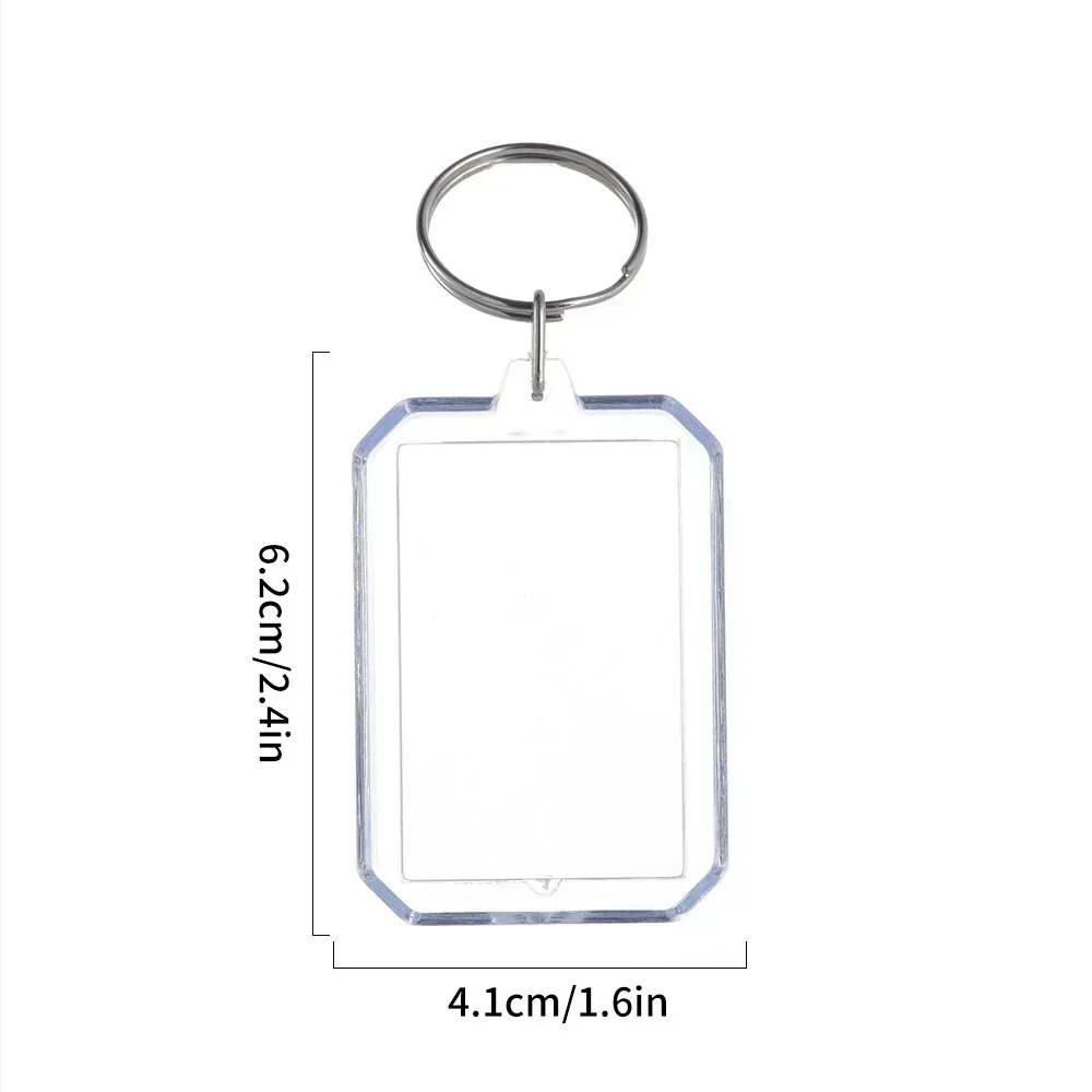 Porte-clés cadre Photo en acrylique transparent, 5 à 100 pièces, insertion de Photo, rectangulaire vierge pour Photos Double face, fournitures de travaux manuels: GRIS / GRIS