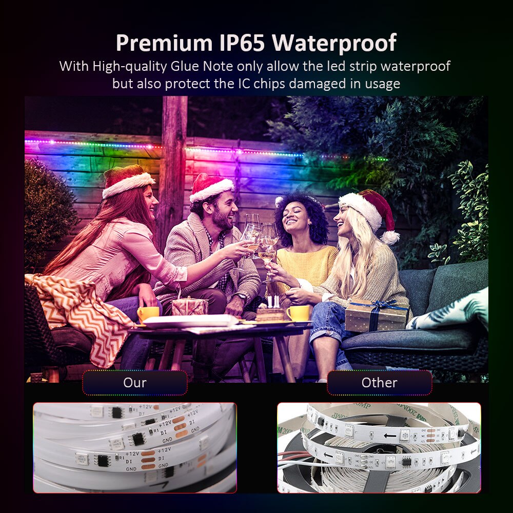 Jouluvalo, rgbic led-nauhavalot  ip65 vedenpitävää, segmentoitu diy, väriä ajava vaikutus, sateenkaarivalo koriste joulukuuseen