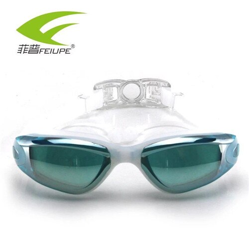 Zwembril, verstelbare siliconen zwembril met oordopjes, waterbestendig, anti-condens, uv-bescherming, dames, heren zwembril: M610 merenblauw