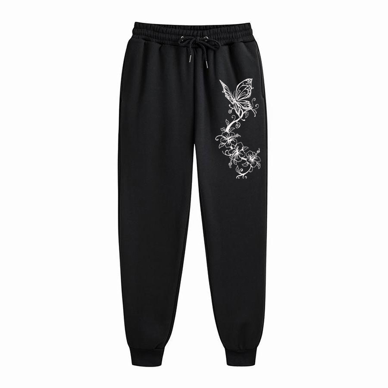 Pantalones deportivos con estampado Floral y mariposa a la , pantalones de para mujer, pantalones para correr, pantalones para correr para Fitness y ocio para mujer: 3XS / Azul cielo