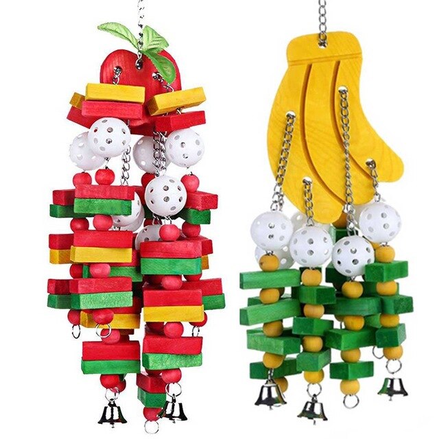 Bird Parrot Toys Bird Swing Toys with Colorful Wood Beads bananas and apples bunches for Budgie Lovebirds Conures birds toys: Purple