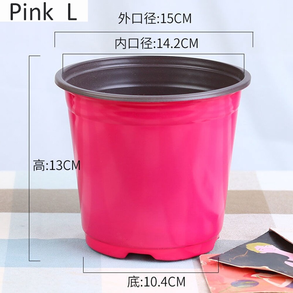 5Pcs Bloempot Dubbele Kleur Pot Kwekerij Planten Bassin Plastic Bloempot: Pink L