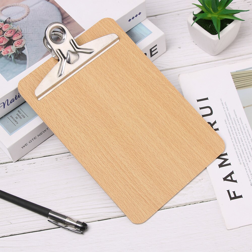 1pc a4 a5 træ clipboard træ clips skrive ark blok note board opbevaring mapper clips restaurant kontor hotel forsyninger