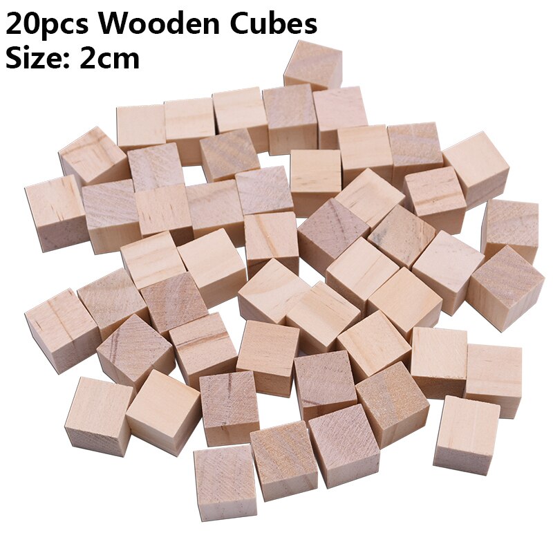 10/20/50P Unfinished Blank Woodwork Mini DIY Wooden Square Blocks 1/1.5/2/2.5cm Wood Cubes Math Making Craft DIY Projects: 20pcs 2cm Cubes
