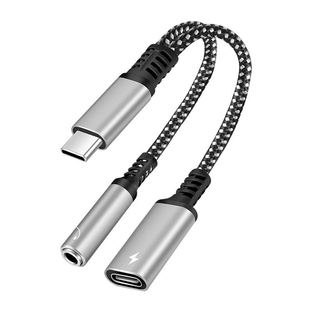 Nbili 2 in1 USBC do 3.5mm gniazdo słuchawkowe typu C PD 60W ładowanie Audio Aux adapter do iPhone 15 iPad Pro Samsung S24 Xiaomi Huawei: YELLOW