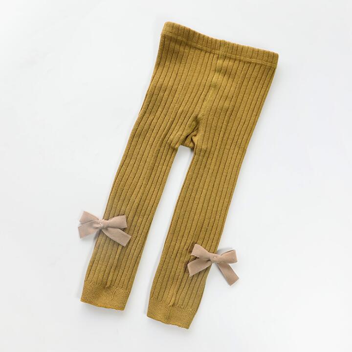Lente Baby Girl Stretch Leggings Broek Mooie Boog Herfst Peuter Kind Breien Broek Meisjes Leggings: 5 / 18-20