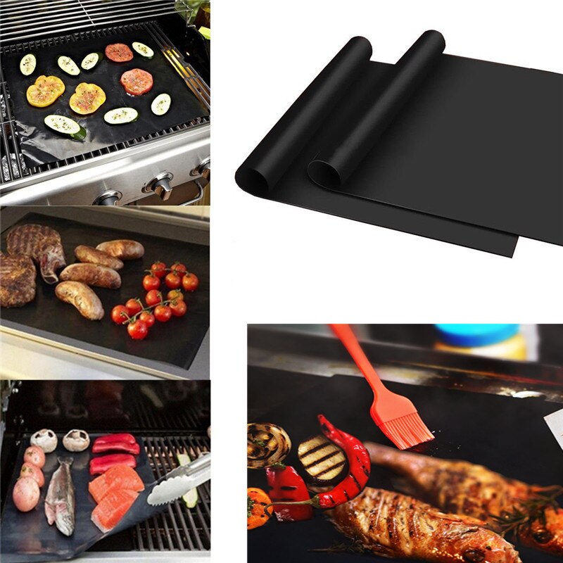 Non-stick bbq grill og bakematter gjenbrukbar kokeplate for fest ptfe grill pad grill utendørs sett  of 1/2/3/5/10