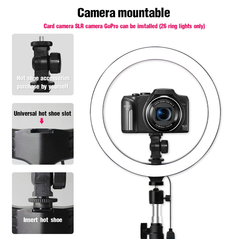 10 zoll Ring Licht Mit Stativ Telefon Halter Für iPad Fotografie Studio Video LED Ring Lampe 5600K Mit USB Stecker Für Make-Up