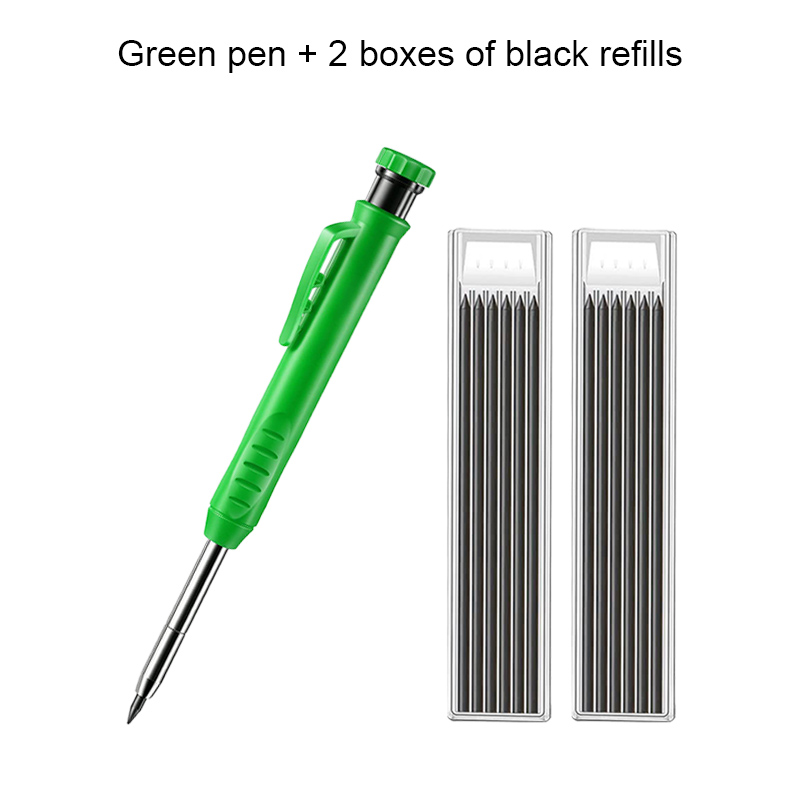 Solid Carpenter Pencil Set Built-in Sharpener with 6 Refill Leads Mechanical Pencil Marking Tool Kit for Woodworking Architect: Blue