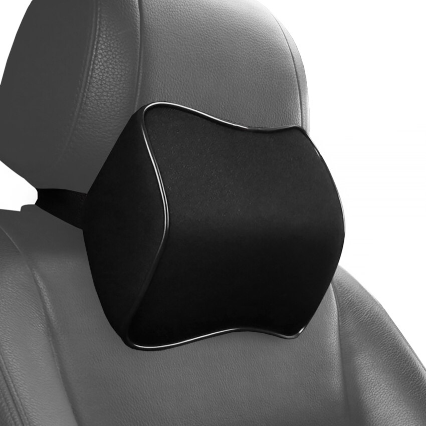 Suporte lombar de apoio para costas de carro, almofada universal de espuma de memória padrão para o assento de carro para escritório: Neck Pillow Black