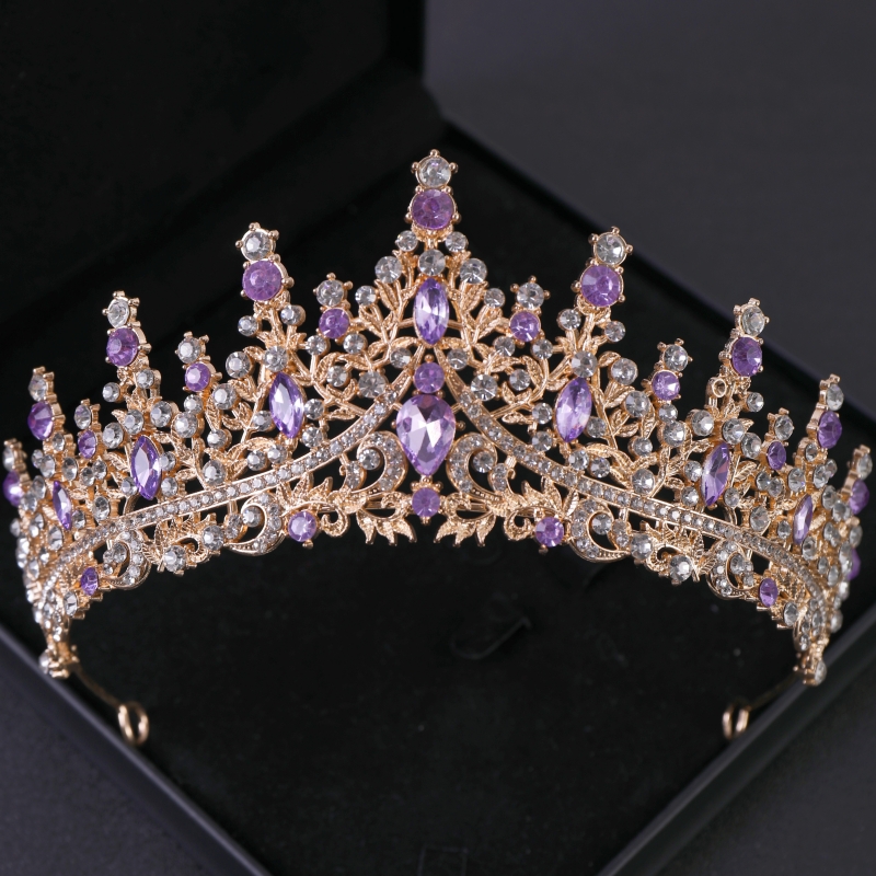 Barok Kristal Tiara 'S En Kronen Strass Prom Diadeem Kroon Voor Vrouwen Bruids Bruiloft Haaraccessoires Sieraden Kroon Tiara: Black Gun Plated