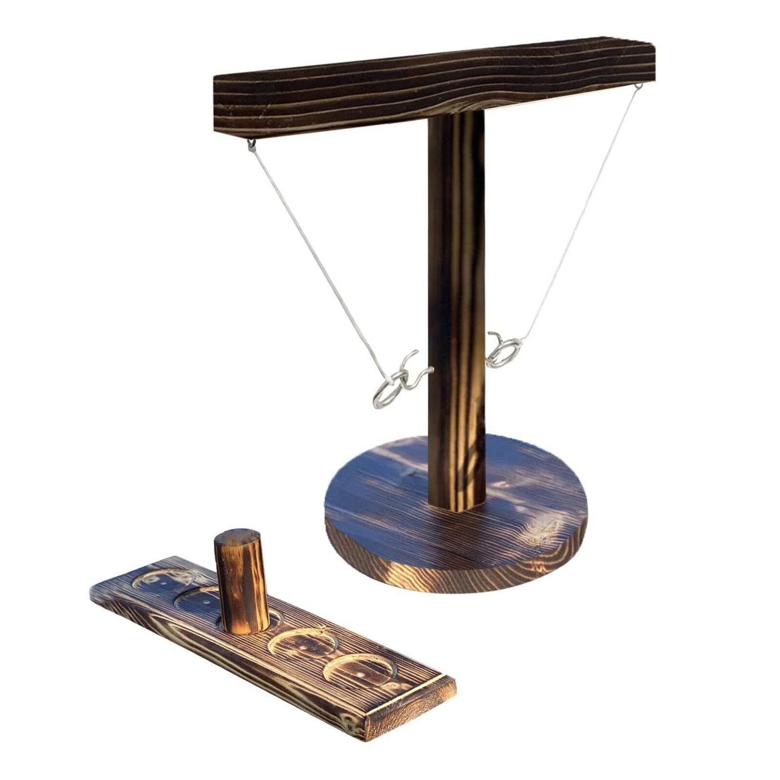 Hook and Ring Game, Wooden Ring Toss Interactive Game for Home Bar, Play Platoon Hook and Ring Toss Battle Game with Scoreboard: B