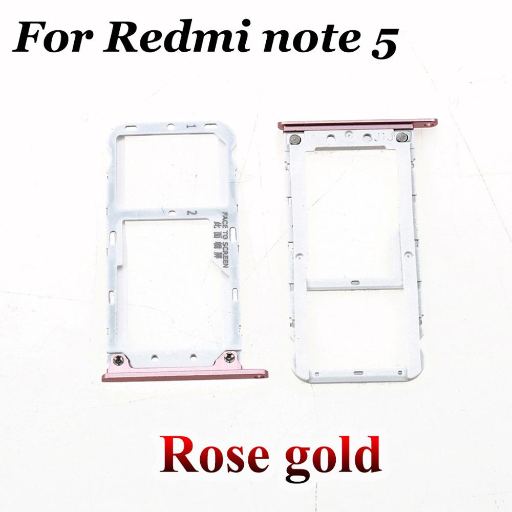 YuXi Voor Xiaomi Redmi 5 Sim-kaart Lade SIM Card Holder Adapter voor Xiaomi Redmi note 5 note5 Sim-kaart slot Miscro SD TF Kaart Lade: Note 5-Rose gold