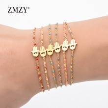 ZMZY chaîne mince en acier inoxydable Bracelet femmes couleur or mauvais œil Hamsa main bijoux turcs Bracelet Boho Bracelet de mariage