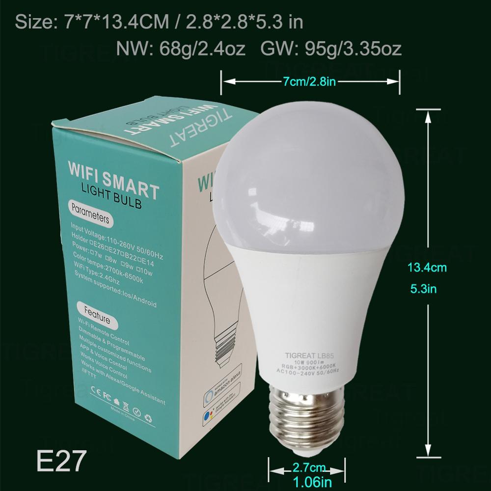 Clever WiFi Glühbirne 10W RGB + W + C Clever Glühbirne Lampe Tuya Fernbedienung Clever leben kompatibel mit Alexa Google Assistent