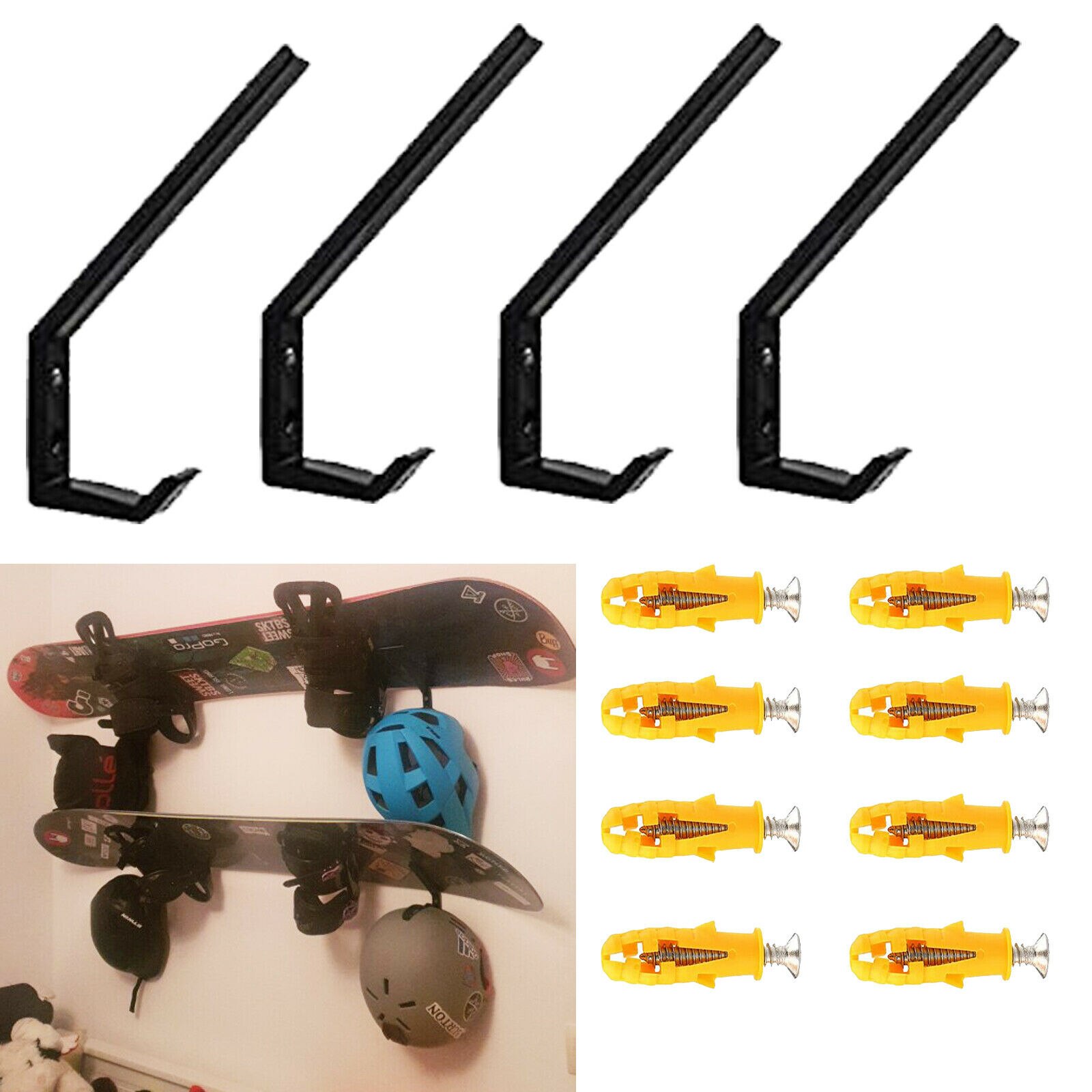 4x Snowboard Lagerung Gestell | Zauberstab Montieren Snowboard Aufhänger Longboard Anzeige Halfter