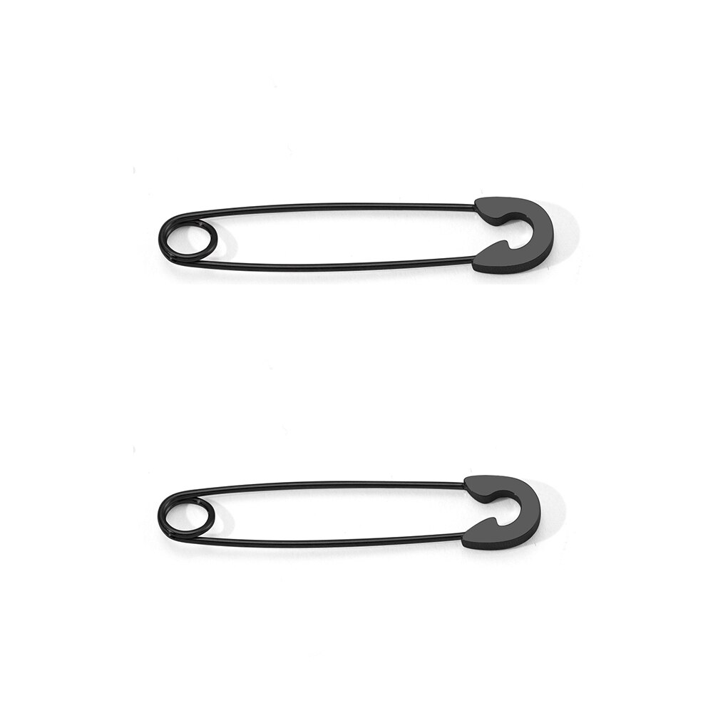 Stainless Steel Punk Pin Earrings Unique Paperclip Safety Steel Stud Earrings Women Man Rock Piercing Ma: TF403(2pcs)