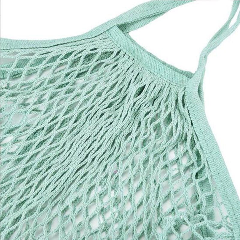 Eco Friendly Reusable Produce Bags Reusable Organic Cotton Mesh Bags for Fruit Vegetable Shopping Handbag Long Handle Net Tote: Gray