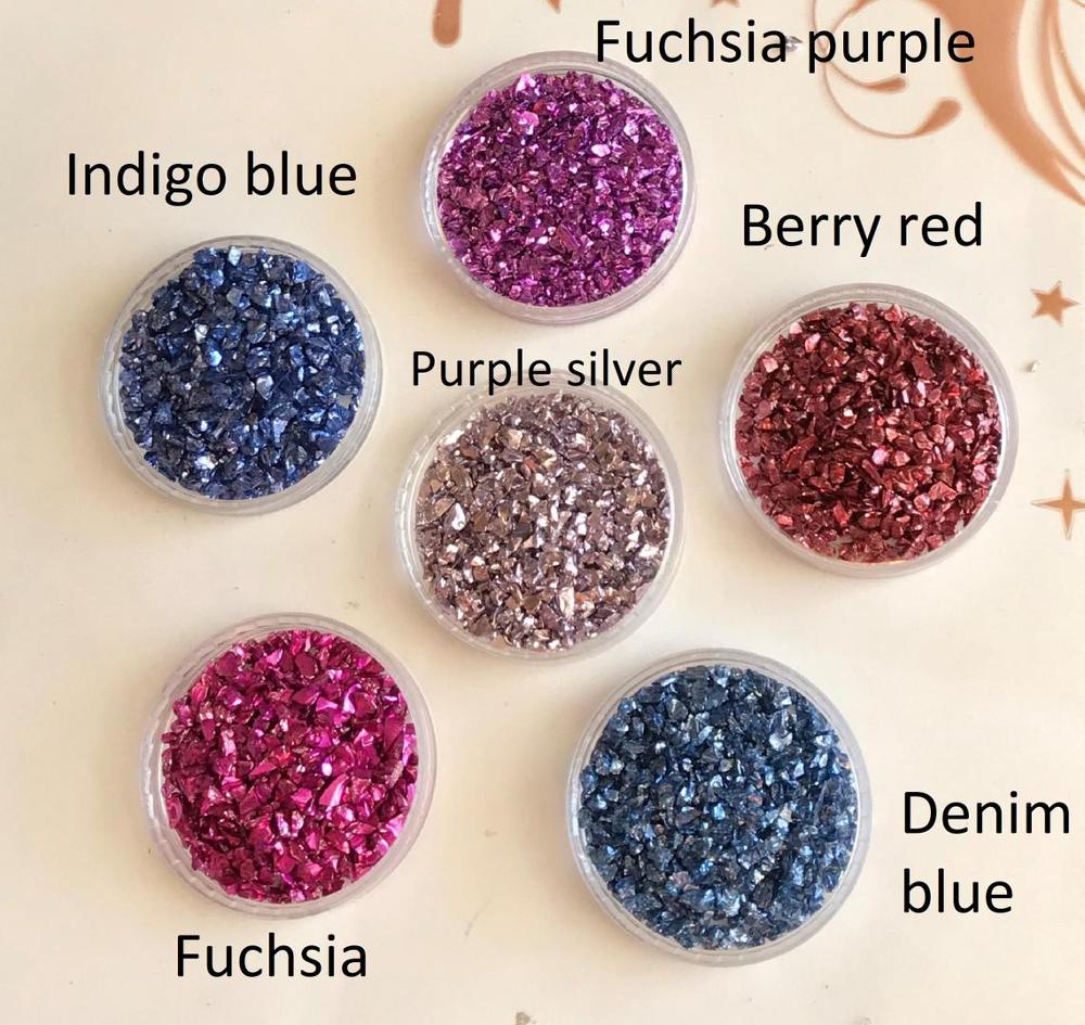 Liten oregelbunden krossat krossat glas 3d nail art, hartskonst, mobiltelefon, skal glitter sten dekoration