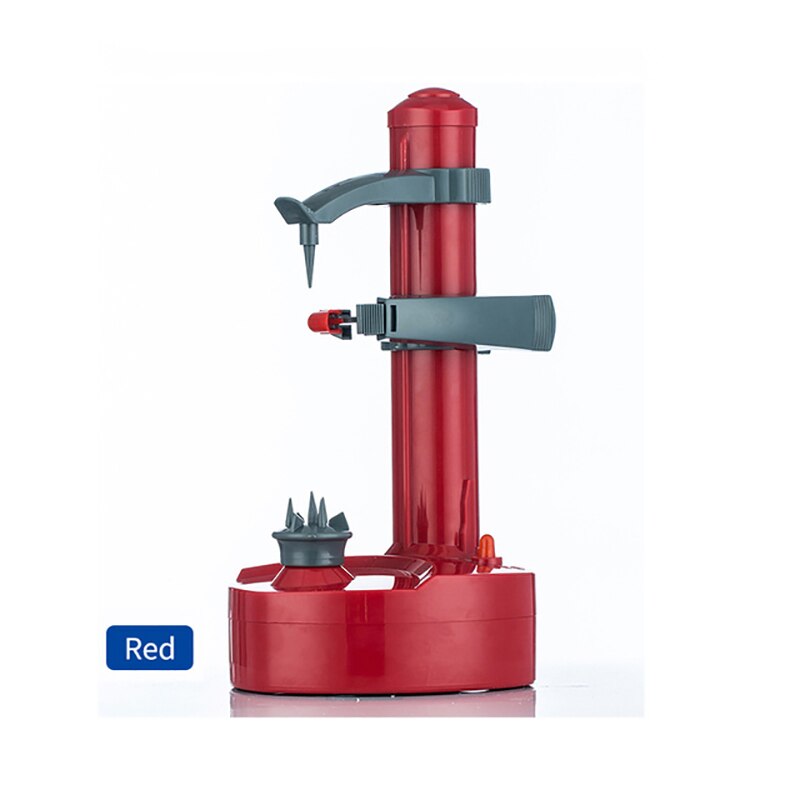Pacote atualizado espiral elétrica maçã descascador cortador slicer frutas batata automática a pilhas descascador máquina de ferramentas cozinha: Red / UK