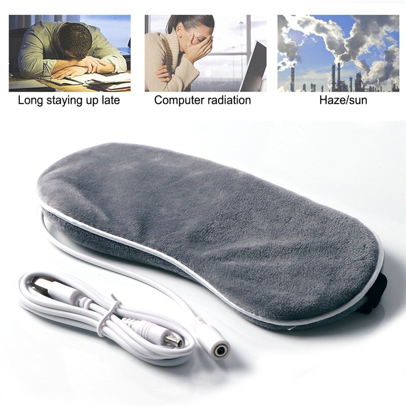 Simple USB Heating Eye Mask Soft Eye Shade Bandage Travel Rest Night Sleeeping Beauty Tool Relief Sleep Travel Eye Shade EyeMask