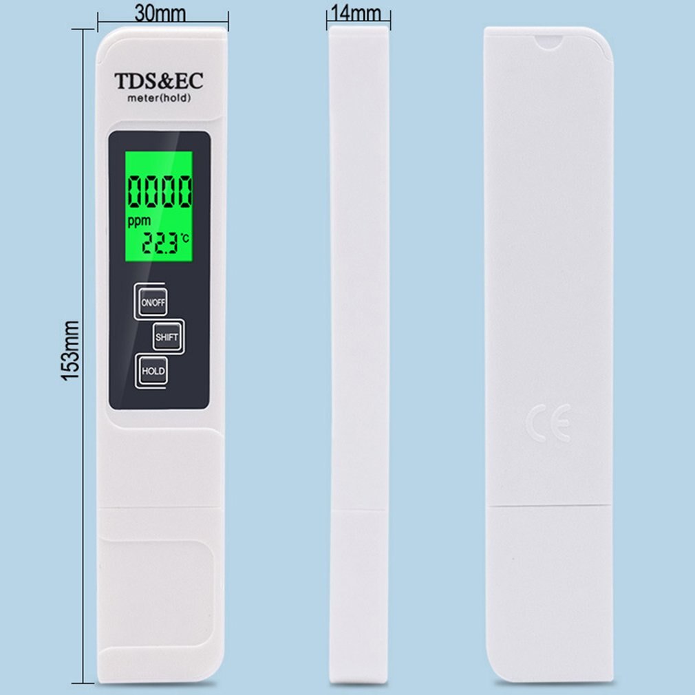 2 pces digital 0.0-14.0 medidor de ph tester 0-9990ppm digital tds ec lcd conjunto de filtro de aquário de pureza de água ppm