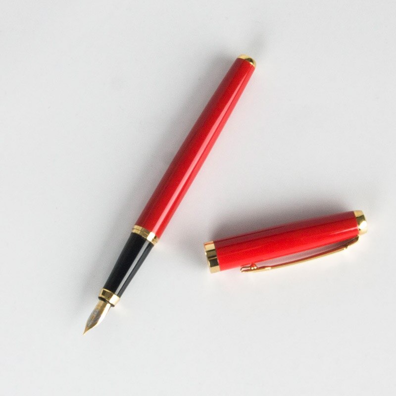 Luksus business pen sæt 0.5mm nib  +1.0mm buet nib fyldepen med original etui luksus metal blækpenne: R