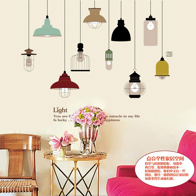 Shine Light Bulb Wall Sticker Living Room Bedroom Wall Mural Art Vinyl Wallpaper Tableware Kitchen Wall decal Stickers