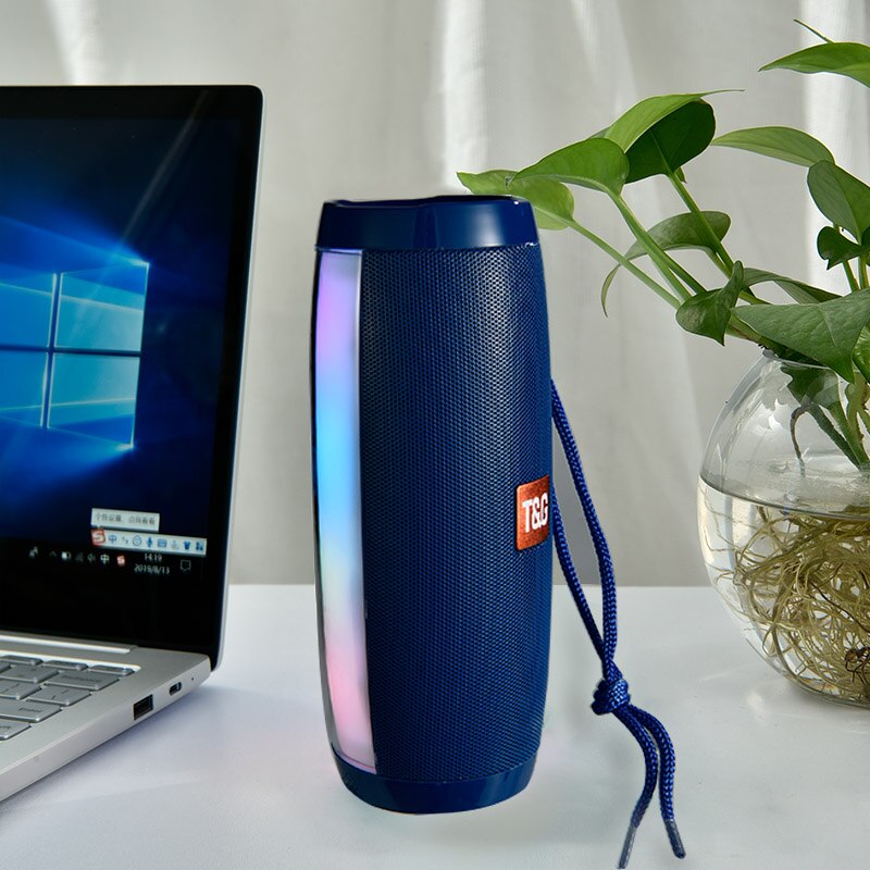 TG157 LED Blinkt Licht Bluetooth Lautsprecher tragbar Mit Seil draussen Loundspeaker 1200 mAh Stoff Wasserdicht Subwoofer FM Radio: Blau