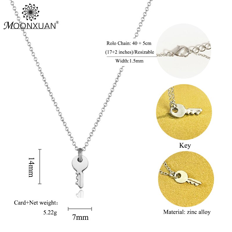 Moonxuan schlüsselanhänger-halskette, vergoldete und versilberte legierungskette, choker-schmuckhalskette für damen, karton