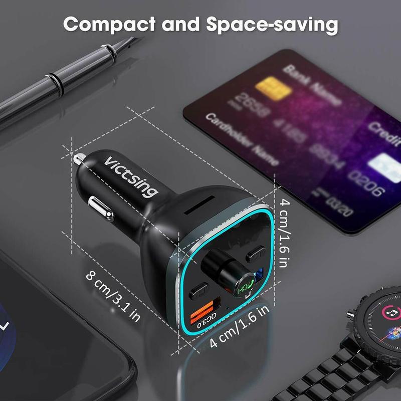VicTsing 378AB-1 Bluetooth 5,0 FM Sender Für Autos Sender - Radio Auto Anruf Adapter Freisprecheinrichtung Schwarz T0U2