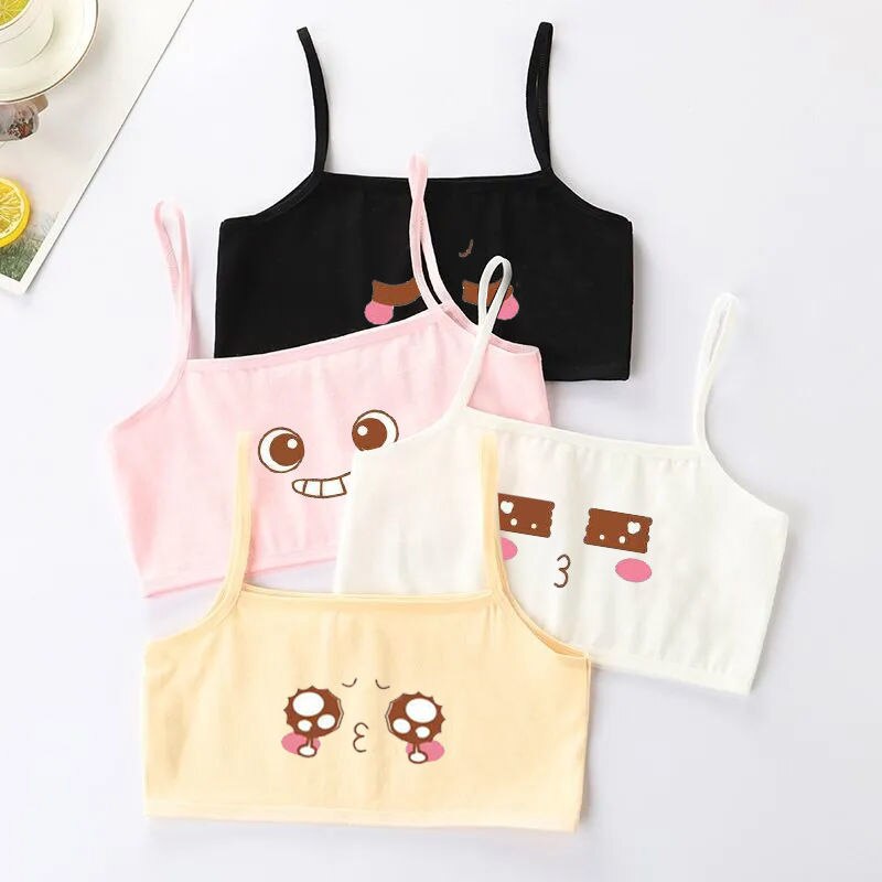 4 pz/set cotone ragazze formazione reggiseni bambini gilet adolescenti biancheria intima adolescente bambini reggiseni per 9 10 11 12 13 14 15 16 anni