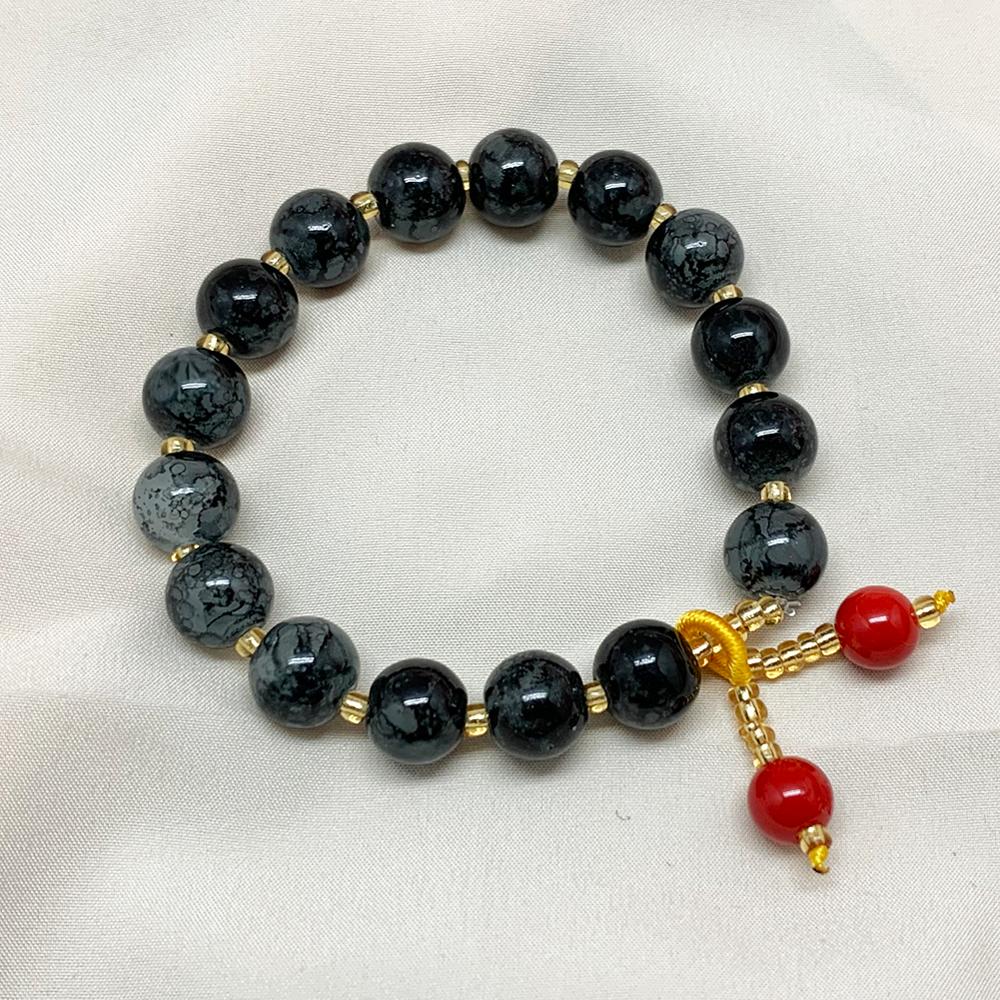 10mm Natural Stone Beaded Bracelet Multi-colored Jewelry for Women Bracelet Bangle for the Year: Black