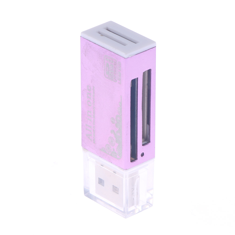 Kortlæser lille usb 2.0 multi hukommelseskortlæser adapter til micro sd sdhc tf  m2 mmc: Lilla