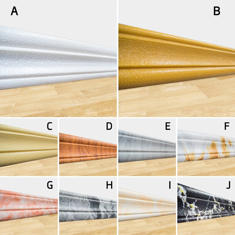 2.3M Length 3D Foam Wall Stickers Waterproof Waist Line Living Room Kitchen Baseboard Self-Adhesive Vintage Wallpaper Border