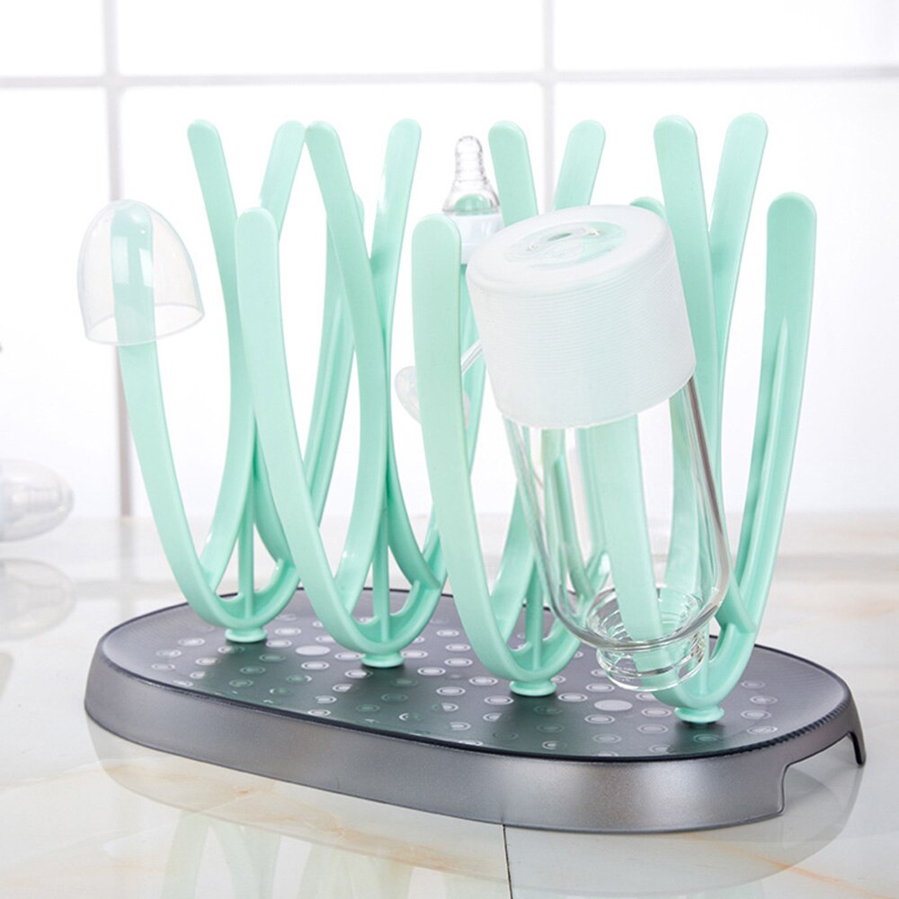 TOP Baby Bottle Drying Rack Baby Bottle Holder BPA free Safe Material Drain Bottles Rack Feeding Bottles Dryer Green