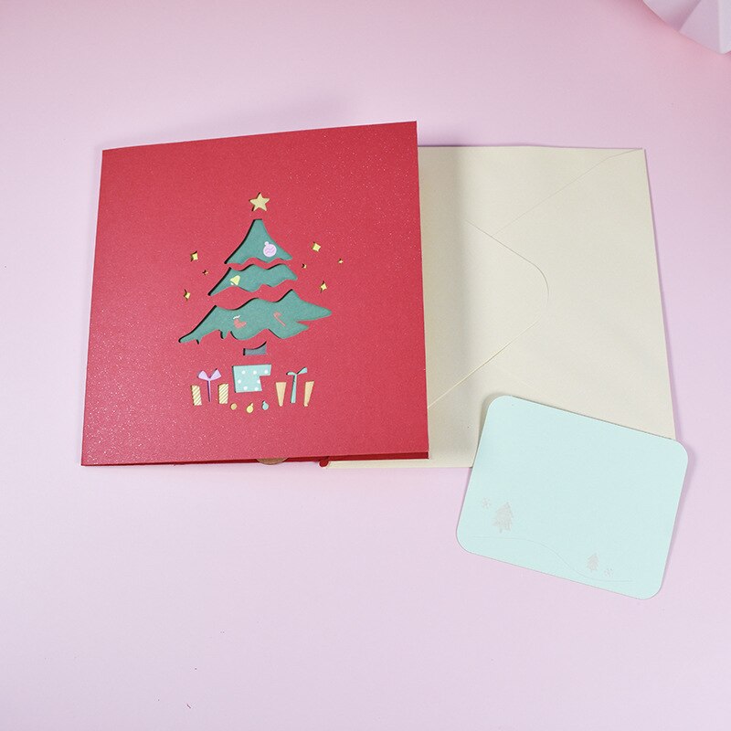 Cartes Pop-UP 3D pour arbre de noël, décoration de noël, d&#39;hiver, cartes de vœux du nouvel an
