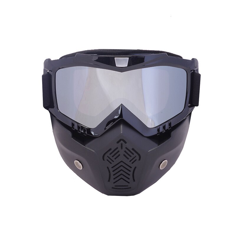 Men Women Ski Goggles Snowboard Snowmobile Eyewear Detachable Mask Snow Winter Skiing Glasses Motocross Sunglasses: S053 Silver lens