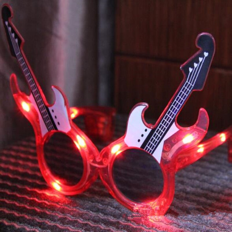 Guitare LED lunettes clignotantes lunettes lumineuses lunettes de lueur masque pour les yeux barre KTV Rave fête anniversaire mariage noël Halloween noël: red