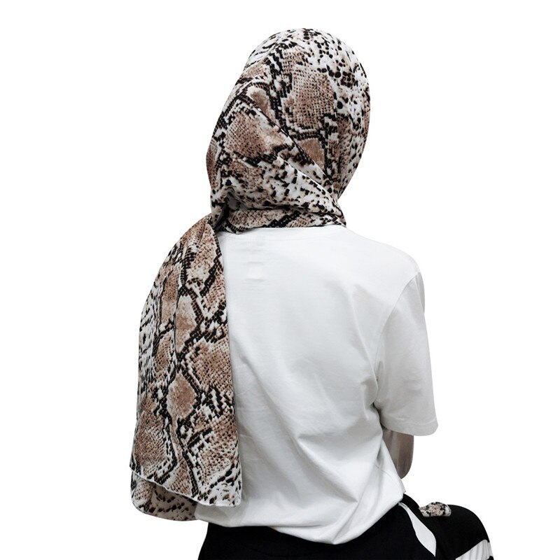 Muslimi hijab käärmeennahka polyesterihuivi huivi printti syksy talvi islamilainen loimi pitkä huivi