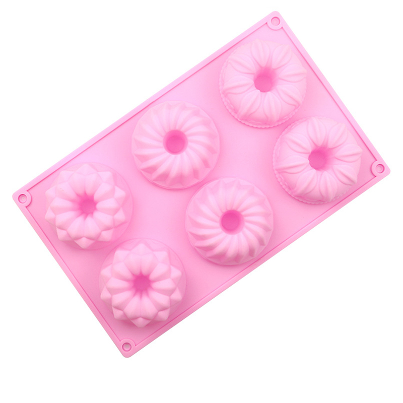 Stampo in silicone per ciambelle fantasia con ciambelle a tubo scanalato per cuocere le ciambelle, cupcake, sapone, strumento per creare stampi in silicone, accessorio da cucina: Rosa